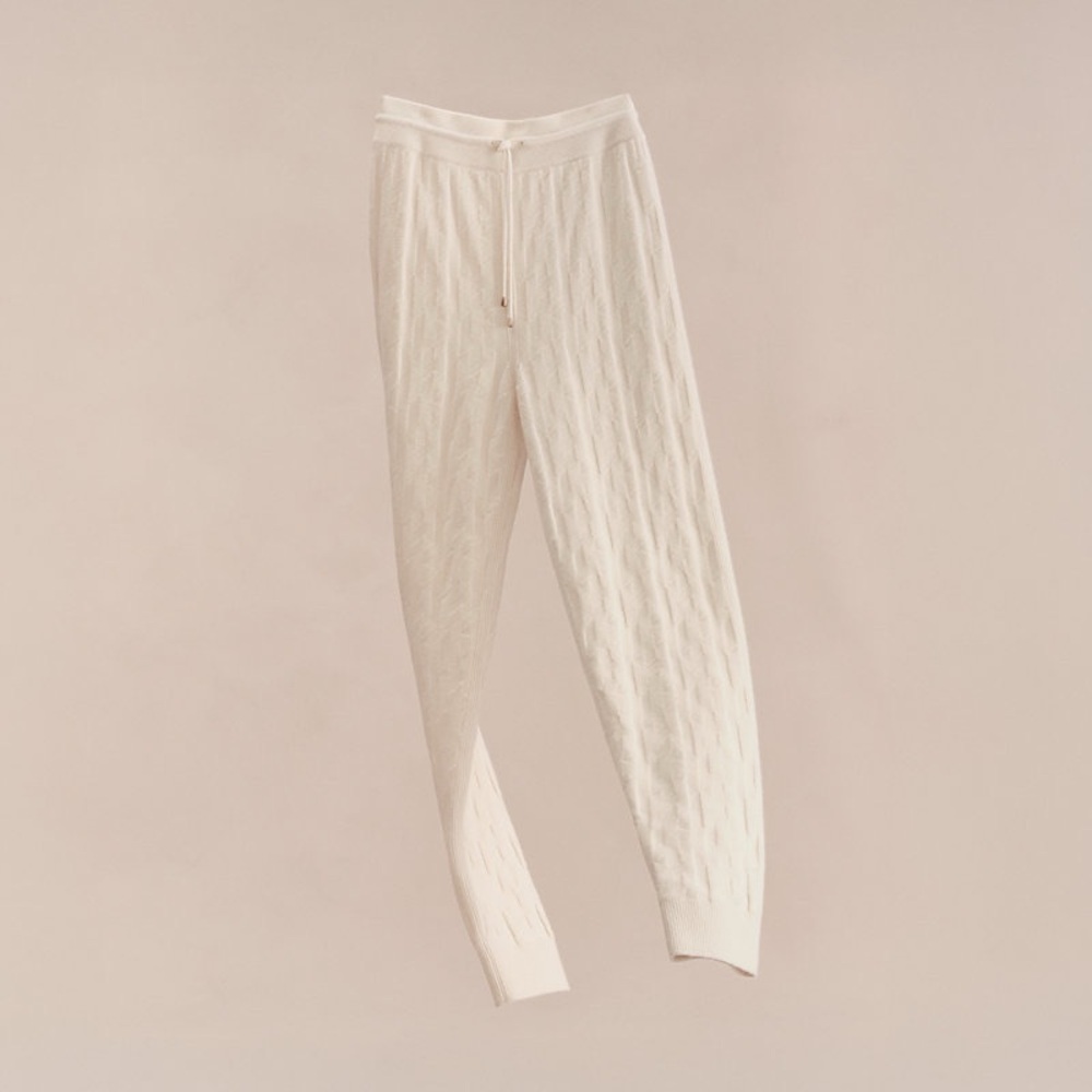 Hermes Cream Cable Knit Joggers